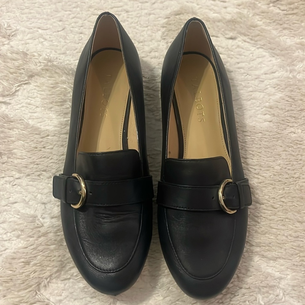 Talbots black leather loafers size 8